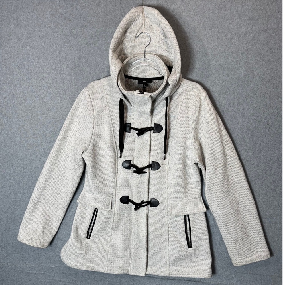 IZ Byer Heathered Toggle Coat Hooded Jacket Pockets Casual Gray L